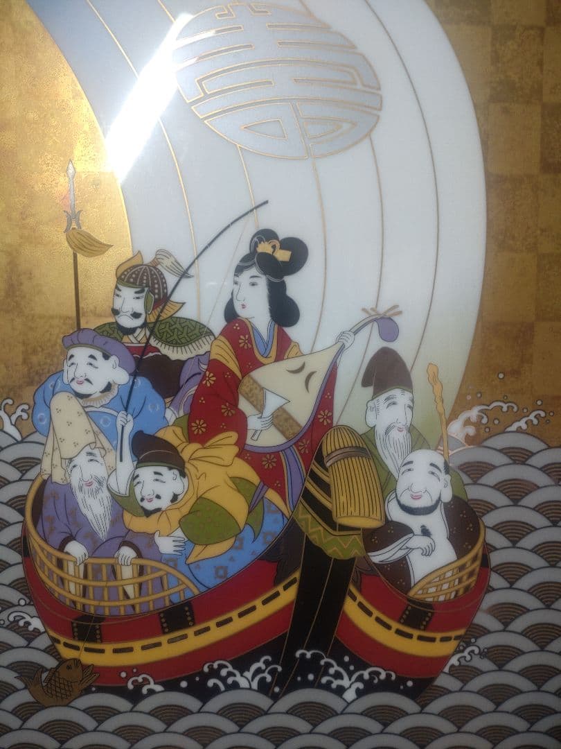 ノリタケ　七福神陶額
