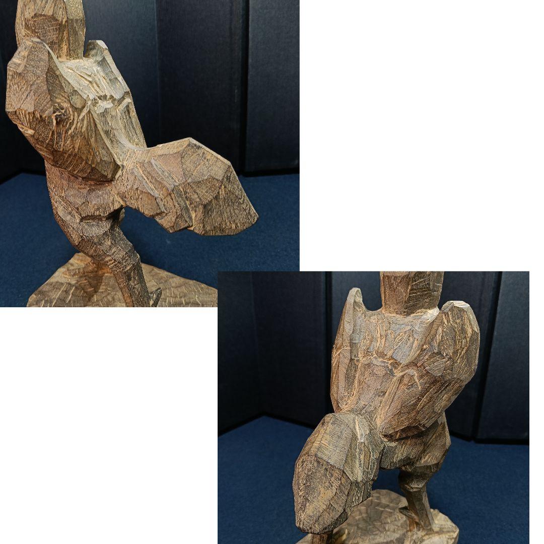 AO73 森田清一 井波彫刻 軍鶏 共箱共布略歴作品集 木彫彫刻 置物