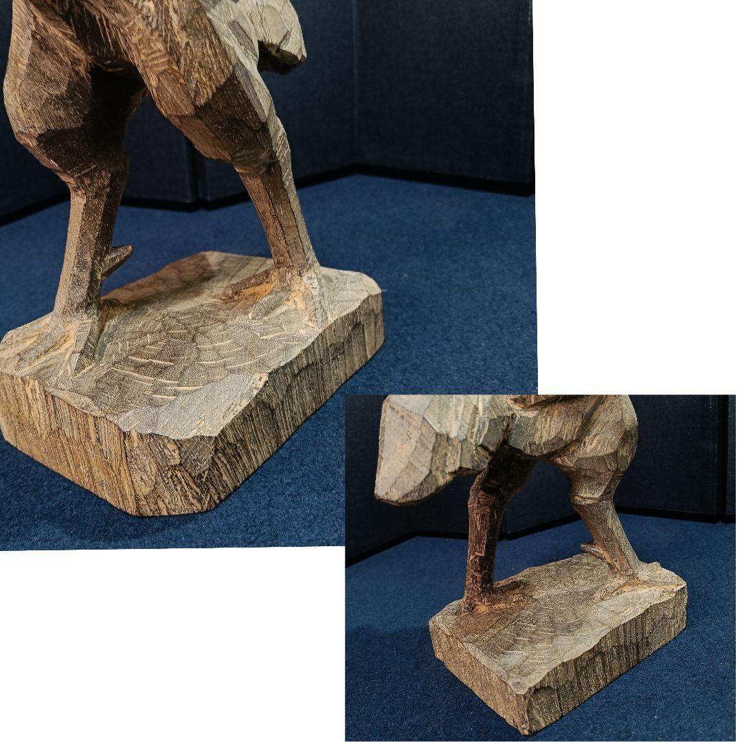 AO73 森田清一 井波彫刻 軍鶏 共箱共布略歴作品集 木彫彫刻 置物