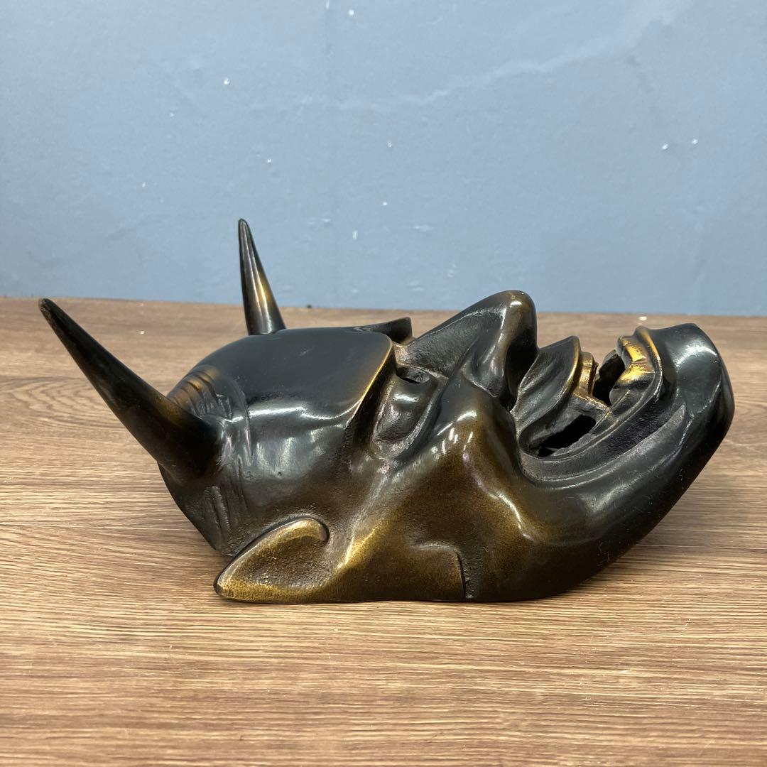 4F 昭和レトロ 般若面 壁掛け インテリア 骨董 飾り面 お面 鉄製