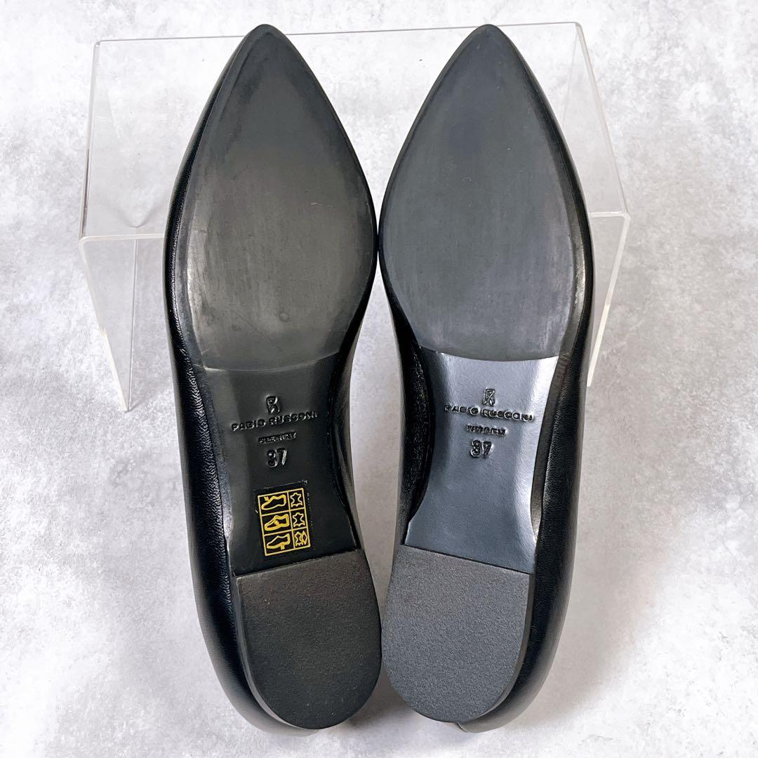 ☆未使用級☆【ファビオルスコーニ】フラットシューズ (37) 現行　レザー　黒