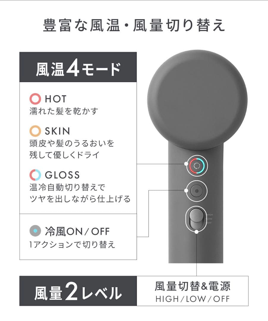 【SALONIA】スムースシャイン スマートドライヤー/アッシュホワイトサロニア