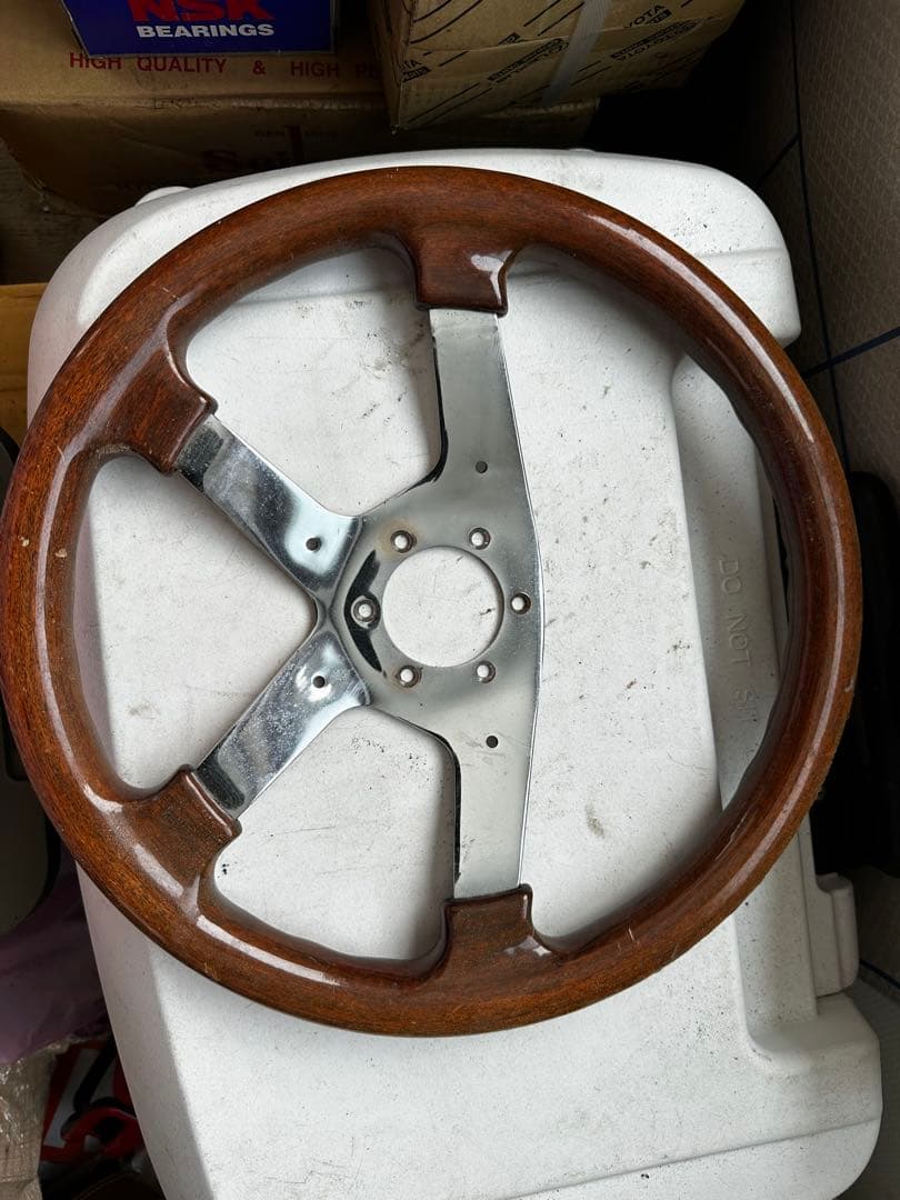 木製3スポークステアリングホイール