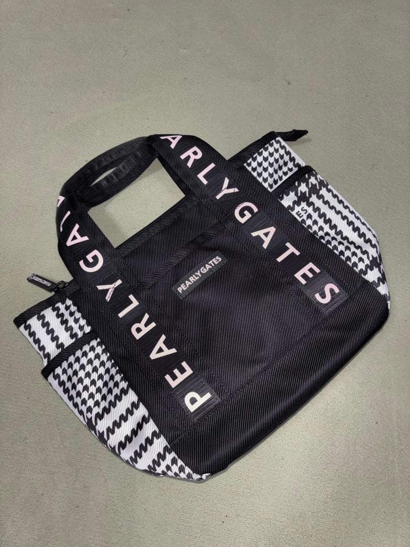 （超美品）パーリーゲイツ、グレンチェック柄シリーズ、カートバッグ、ラウンドバッグ