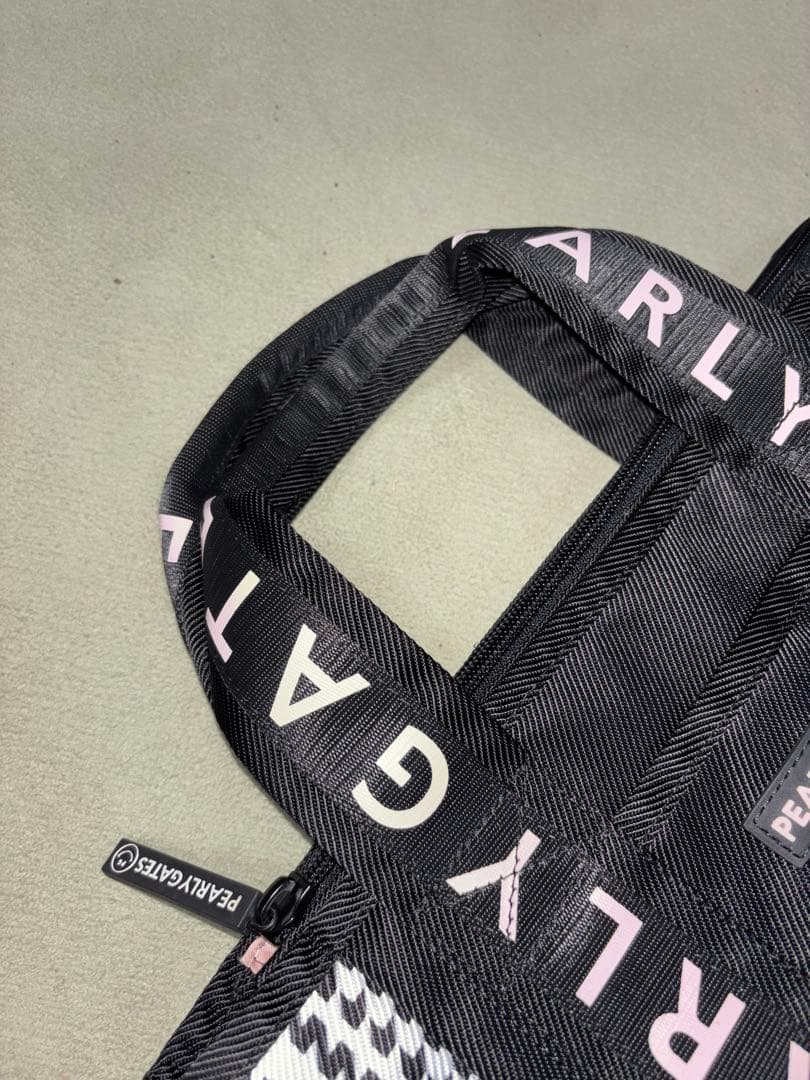 （超美品）パーリーゲイツ、グレンチェック柄シリーズ、カートバッグ、ラウンドバッグ