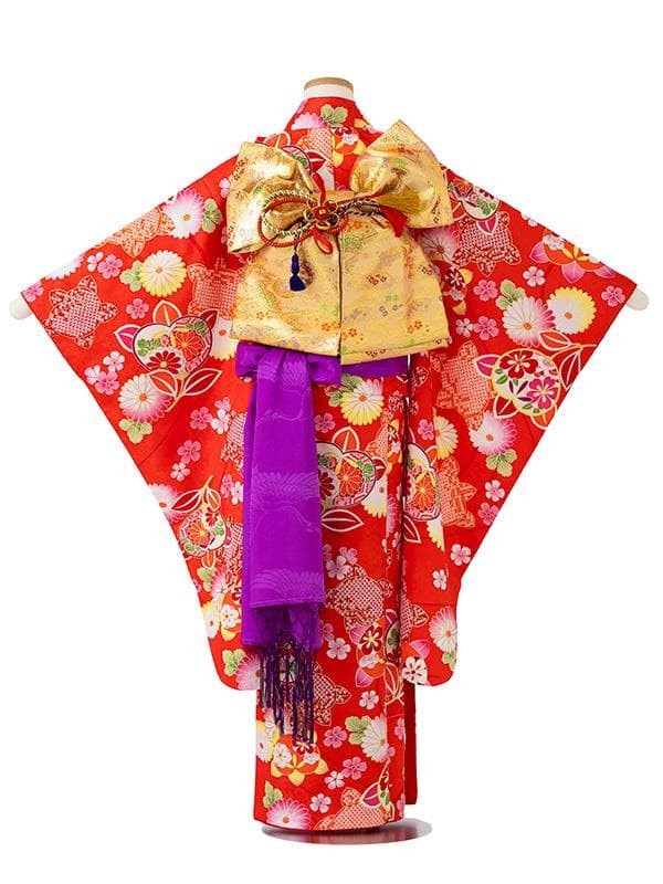 四つ身セット　橘柄　赤