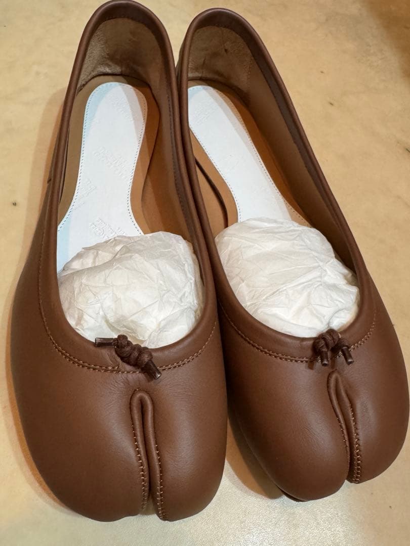 正規品美品Maison Margiela ブラウン足袋レザー バレエシューズ39