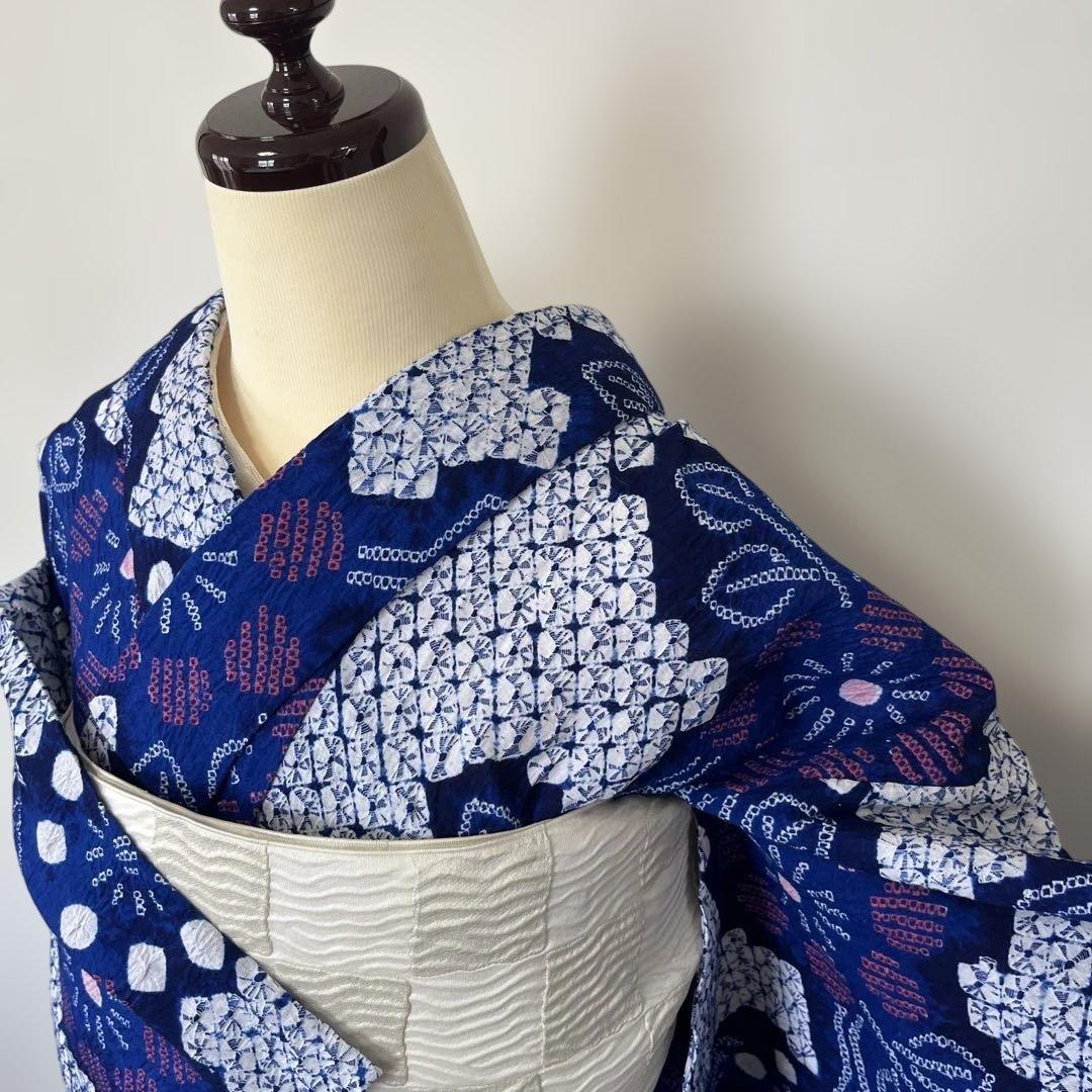 w-16 有松絞り　浴衣　美品　裄66