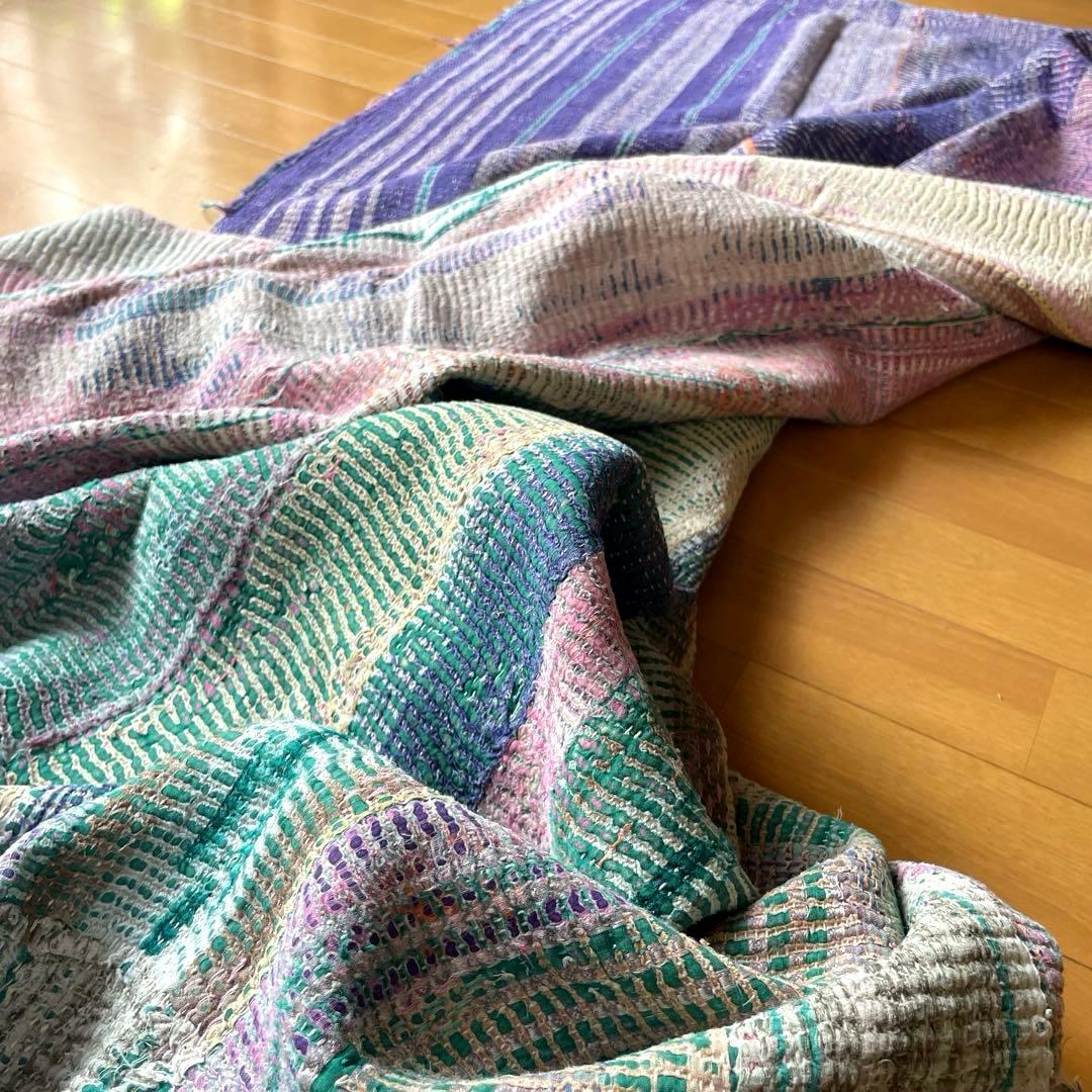 大判　138×200 インド　ヴィンテージカンタキルト　リバーシブル