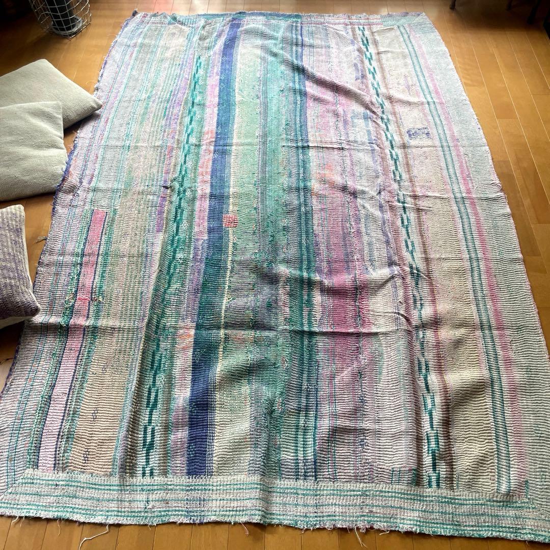 大判　138×200 インド　ヴィンテージカンタキルト　リバーシブル