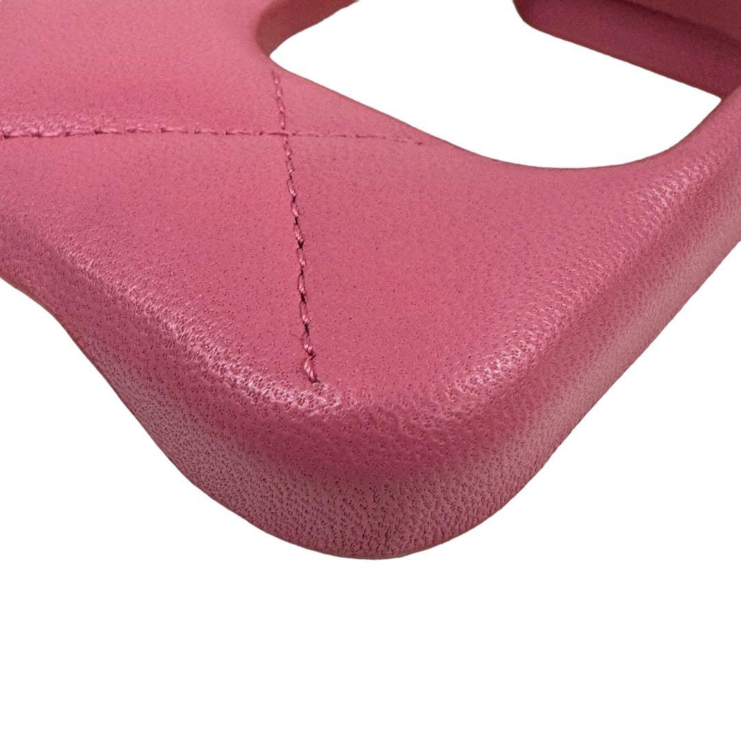 シャネル iPhone14Proケース パール マトラッセ ピンク AP3556