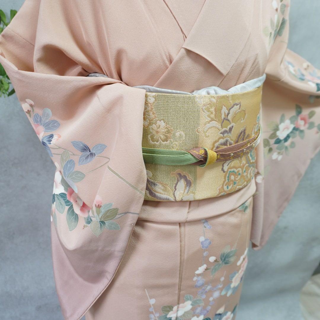 訪問着フルセット　正絹　落款　卒業式　入学式　【訪問着、袋帯、帯締め、帯揚げ】