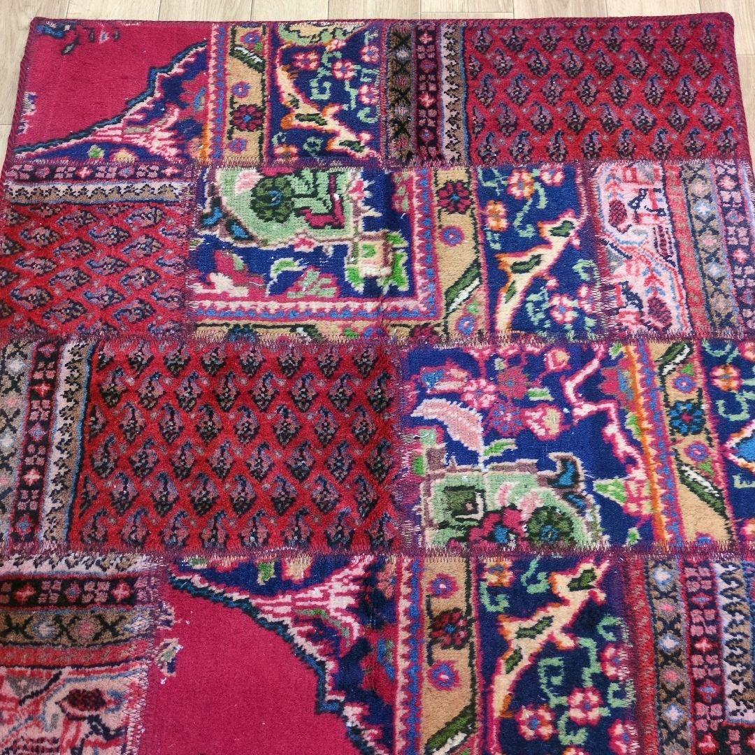 ペルシャ絨毯 パッチワーク アンティーク 150x94 手織り クリーニング済み