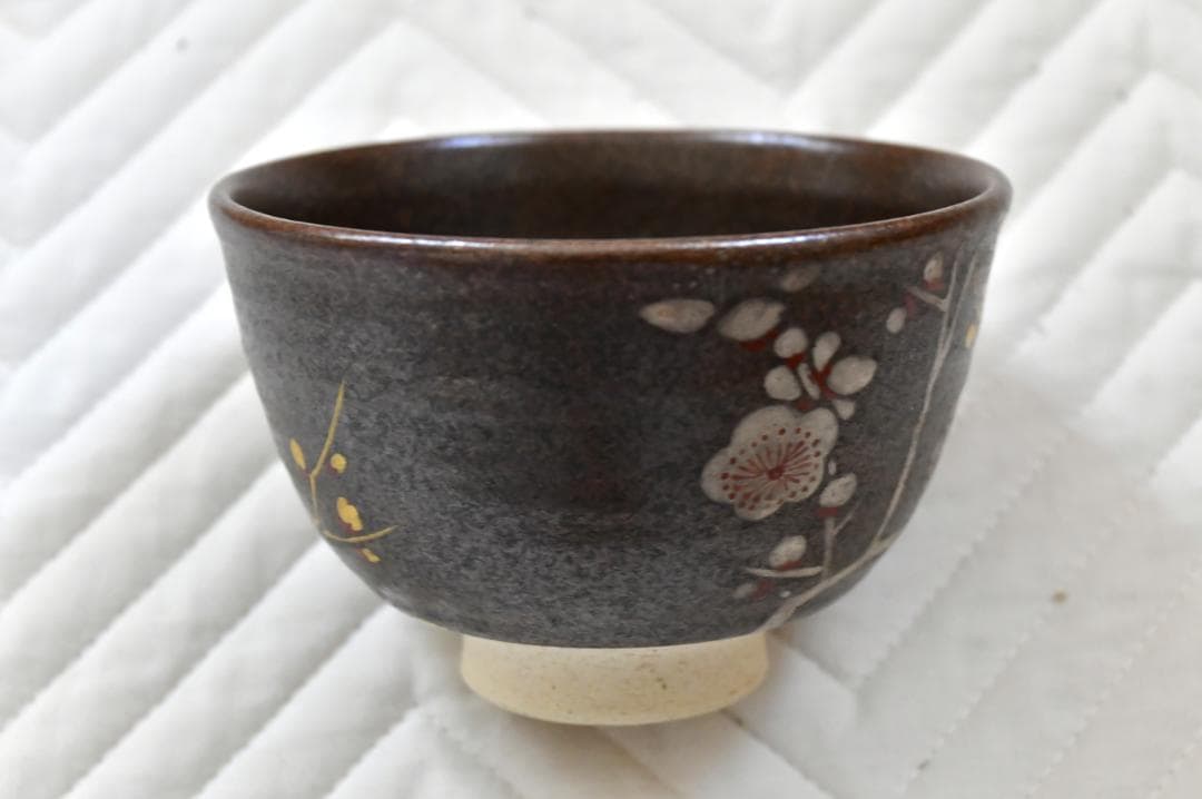 九谷焼 金銀彩抹茶茶碗 寿山窯 中嶋健一作 共箱付 美品