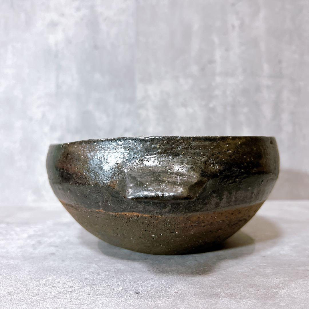 『希少 黒鉄色』石原稔久 取手付きスープボウル 麺 うどん どんぶり