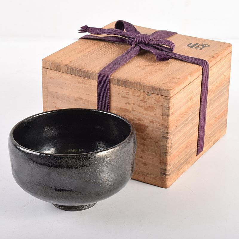 茶道具　楽吉左衛門　黒楽茶碗　時代箱付　M　R8543