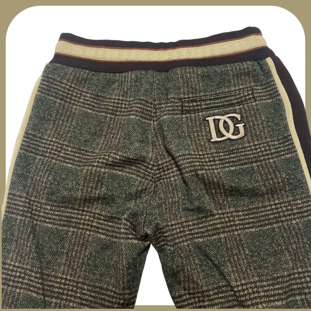 【美品】DOLCE&GABBANA ロゴ パンツ 140 チェック柄　茶色