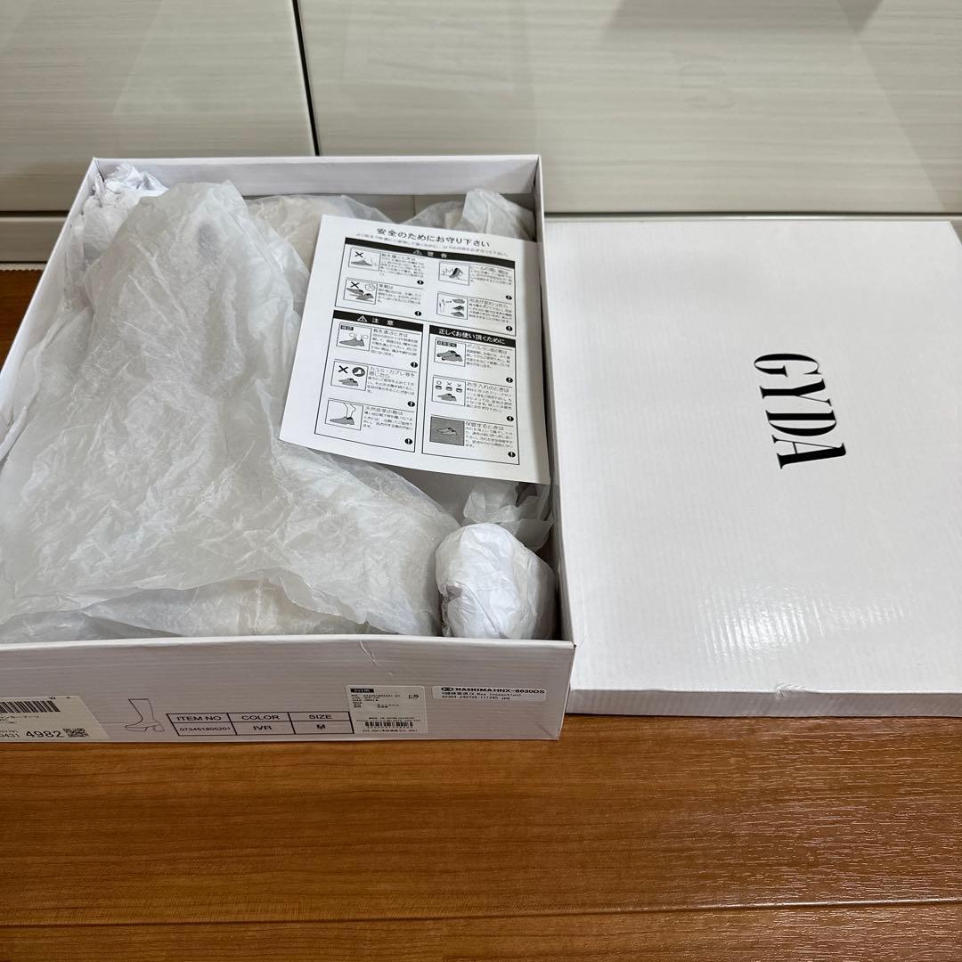 新品★GYDA★ストレッチチャンキーブーツ★ロングブーツ★アイボリーM★ジェイダ