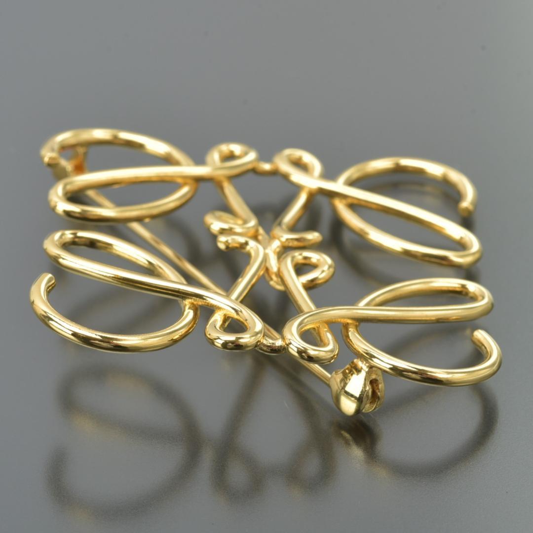 美品 ロエベ LOEWE アナグラム ブローチ ゴールド 箱/ショッパー/袋付き