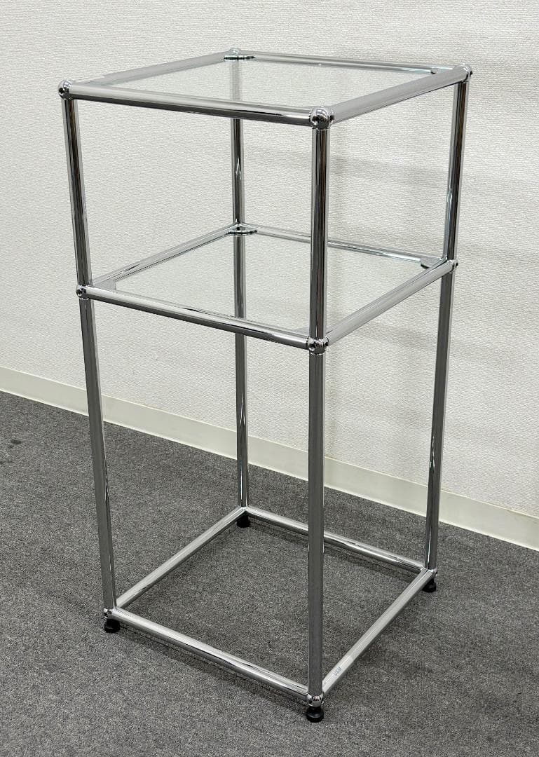 正規品!ほぼ未使用品■USMハラー■スリム　オープンシェルフ　1列2段　ガラス