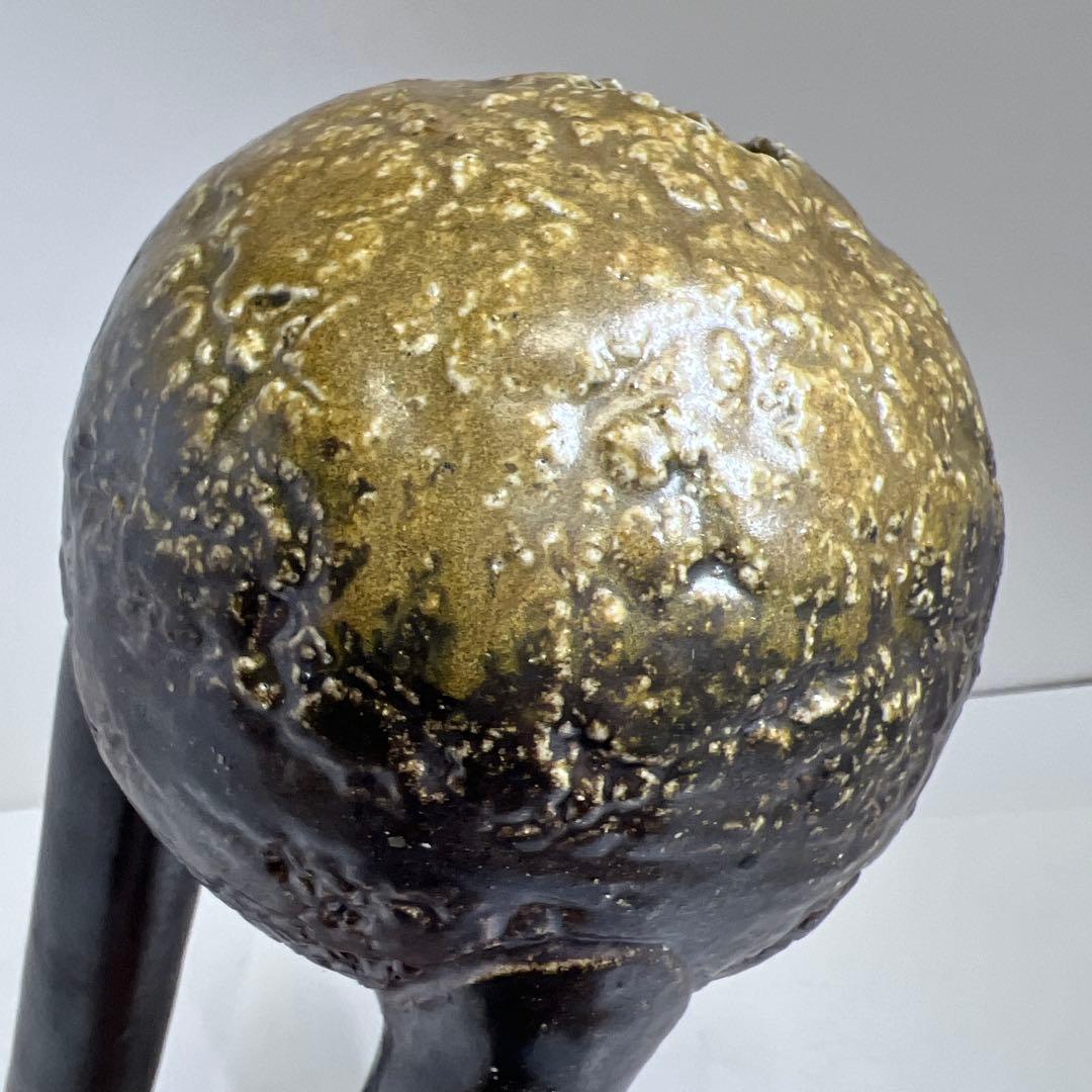 松本頼明　三足　備前花生　共箱　高さ34㎝　東な8-0201☆2F