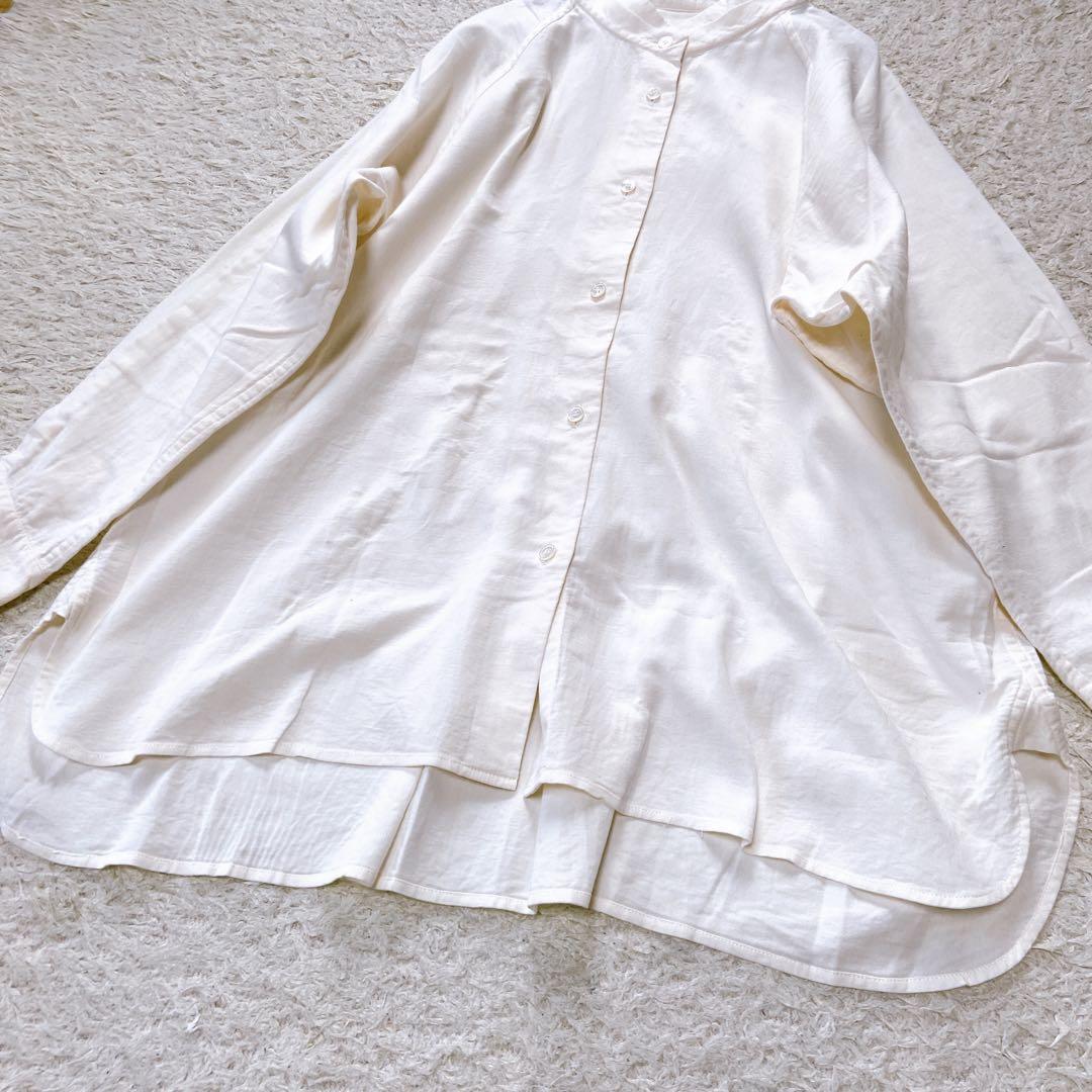 イッセイミヤケ　スタンドカラーブラウス オフホワイト　シャツ　3size