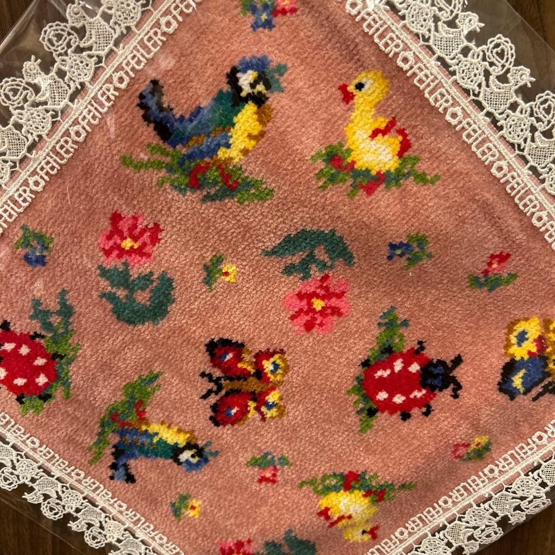 フェイラー　ハイジ 近沢レース ハンカチ　ハイジペイズリー 舟型ポーチ　ピンク