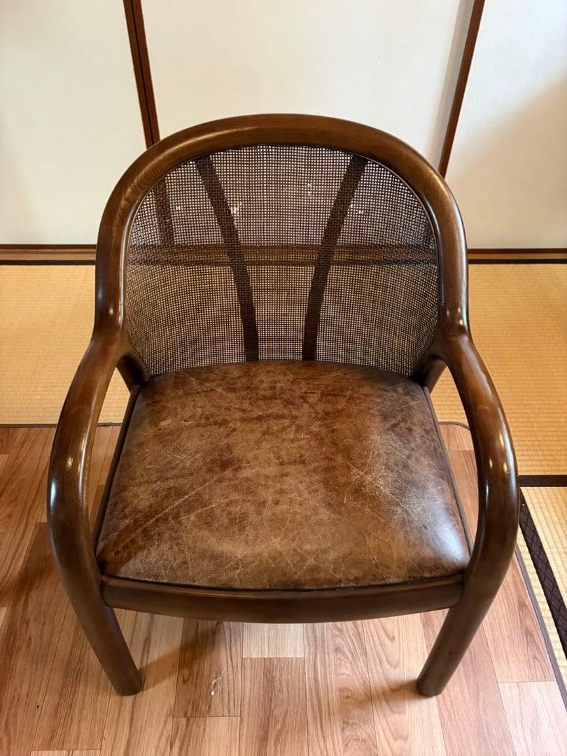 karimoku カリモク 籐 ラタン 木製 ダイニングチェア 昭和レトロ