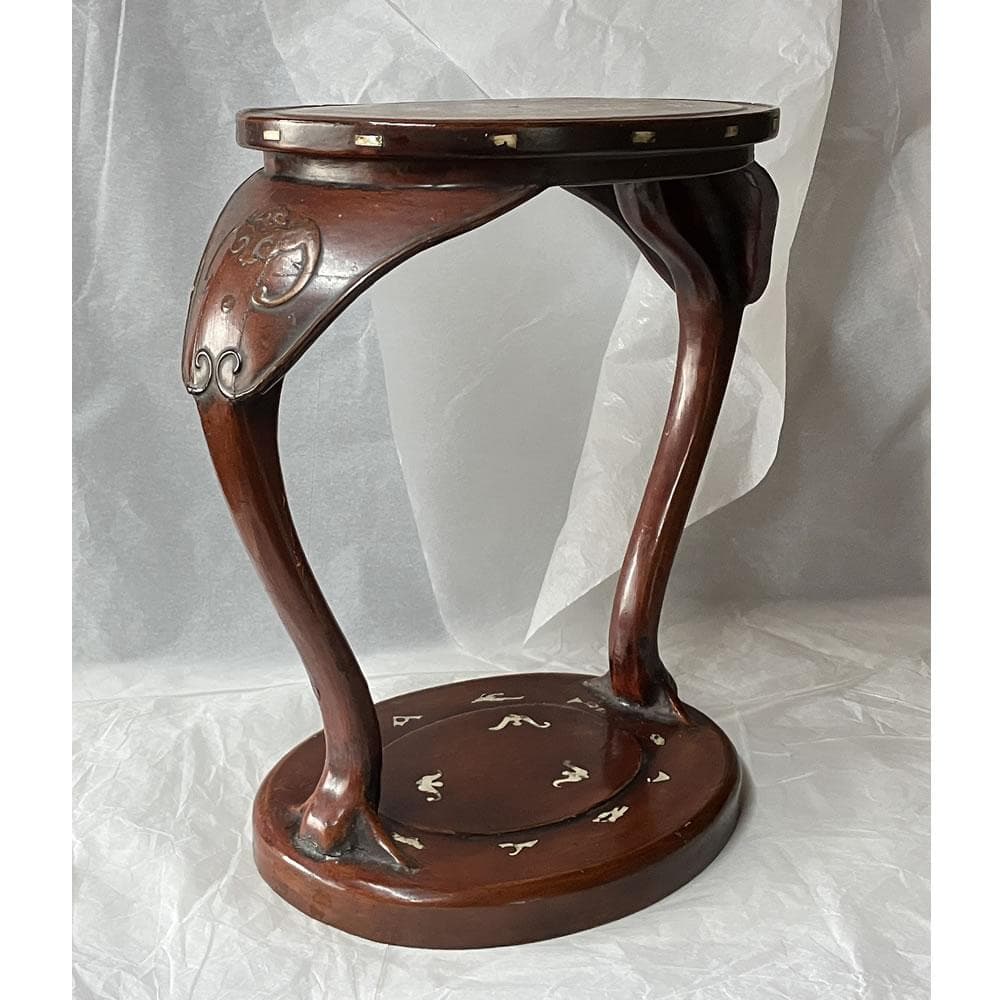 F1263 唐物 高卓 木箱入り 水指棚 飾棚 茶棚 螺鈿 茶道具