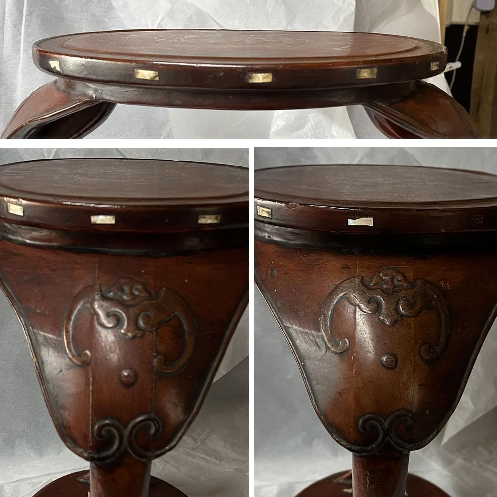 F1263 唐物 高卓 木箱入り 水指棚 飾棚 茶棚 螺鈿 茶道具