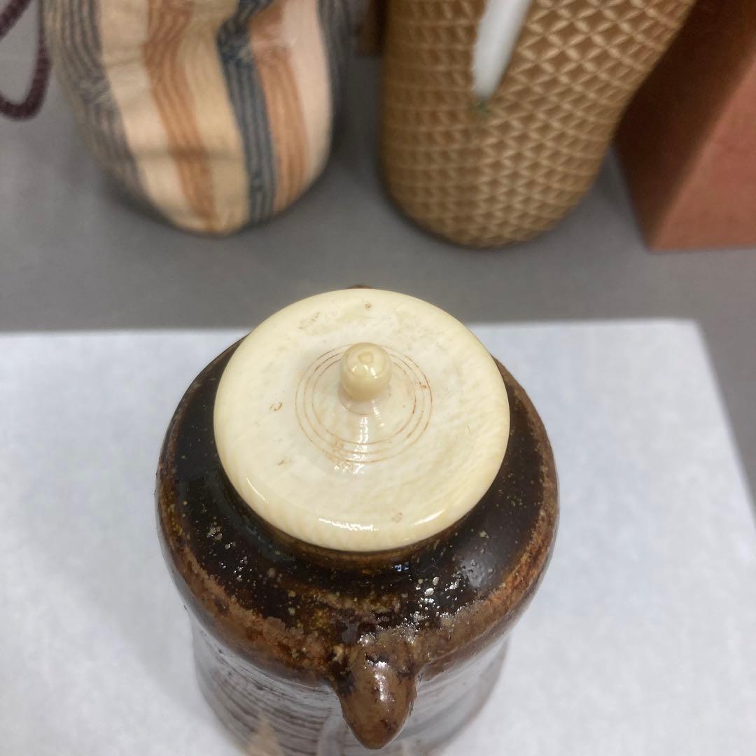 茶器　古美濃　耳付長茶入　老松ト号　妙玄斎書付　加藤光右衛門　共箱　S226MT