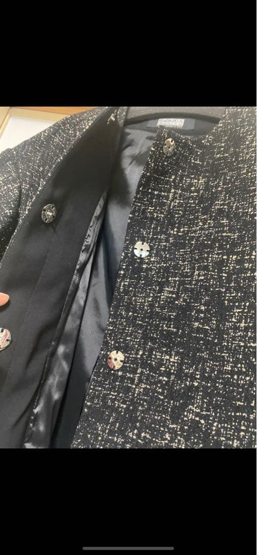 Aga GIOLICA DESIGN ノーカラーツイードジャケット