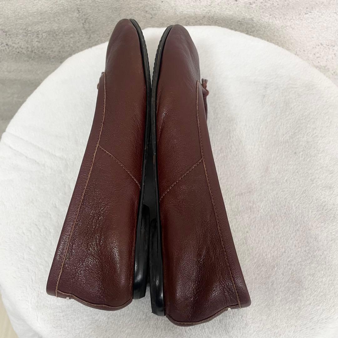 メゾンマルジェラ　フラットシューズ　足袋　レザー　ブラウン　本革