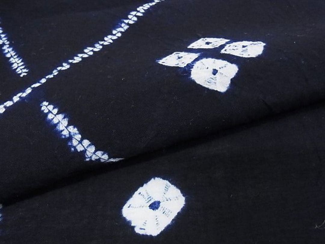 極上　夏物　有松鳴海絞り　紺色 手染め 浴衣反物 逸品　未使用　着尺