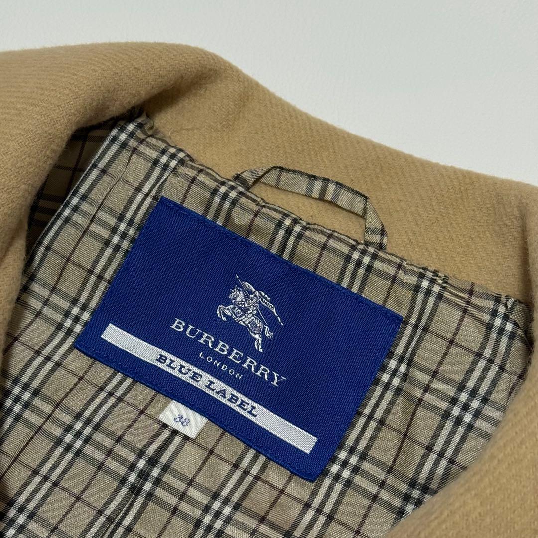 バーバリーブルーレーベル　ダブルブレスト　ロングコート　ノバチェック アンゴラ