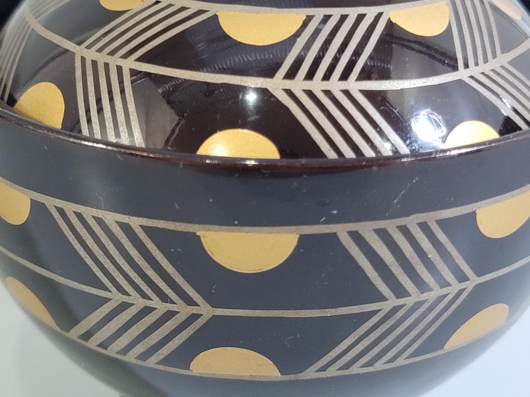 DT347 松庵好 鷹の羽吸物椀 塗師 道恵 共箱 時代物