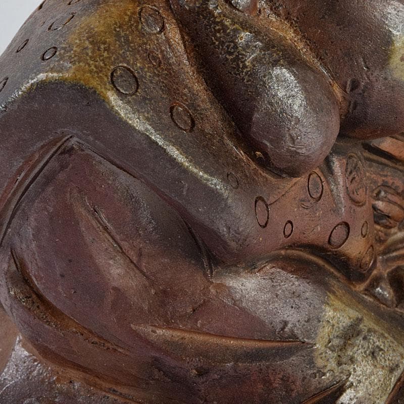 備前焼　福助　置物　縁起物　高さ約16.5㎝　在銘　V　9094