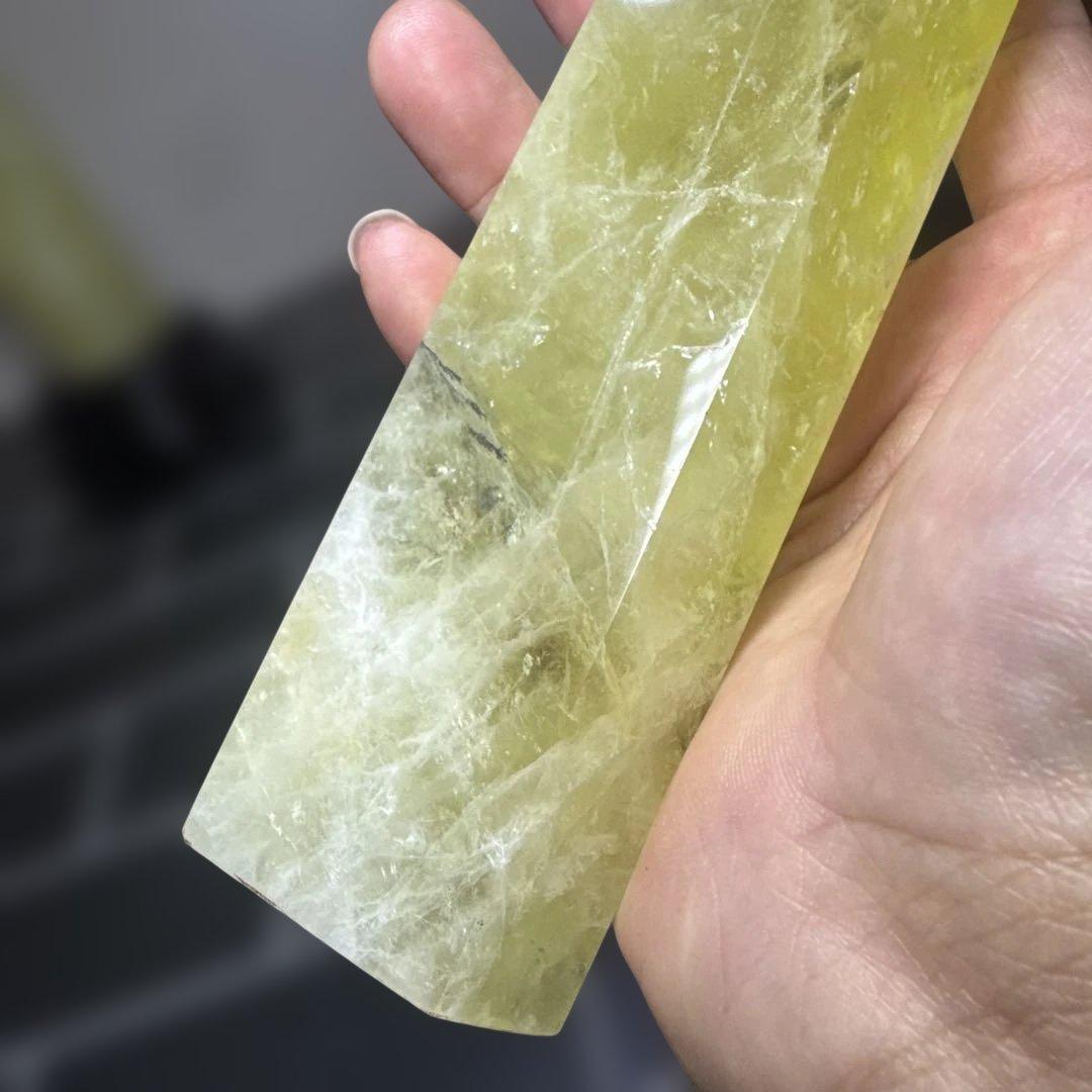 【高品質】大型 シトリンポイント 原石 台座付き 2本セット