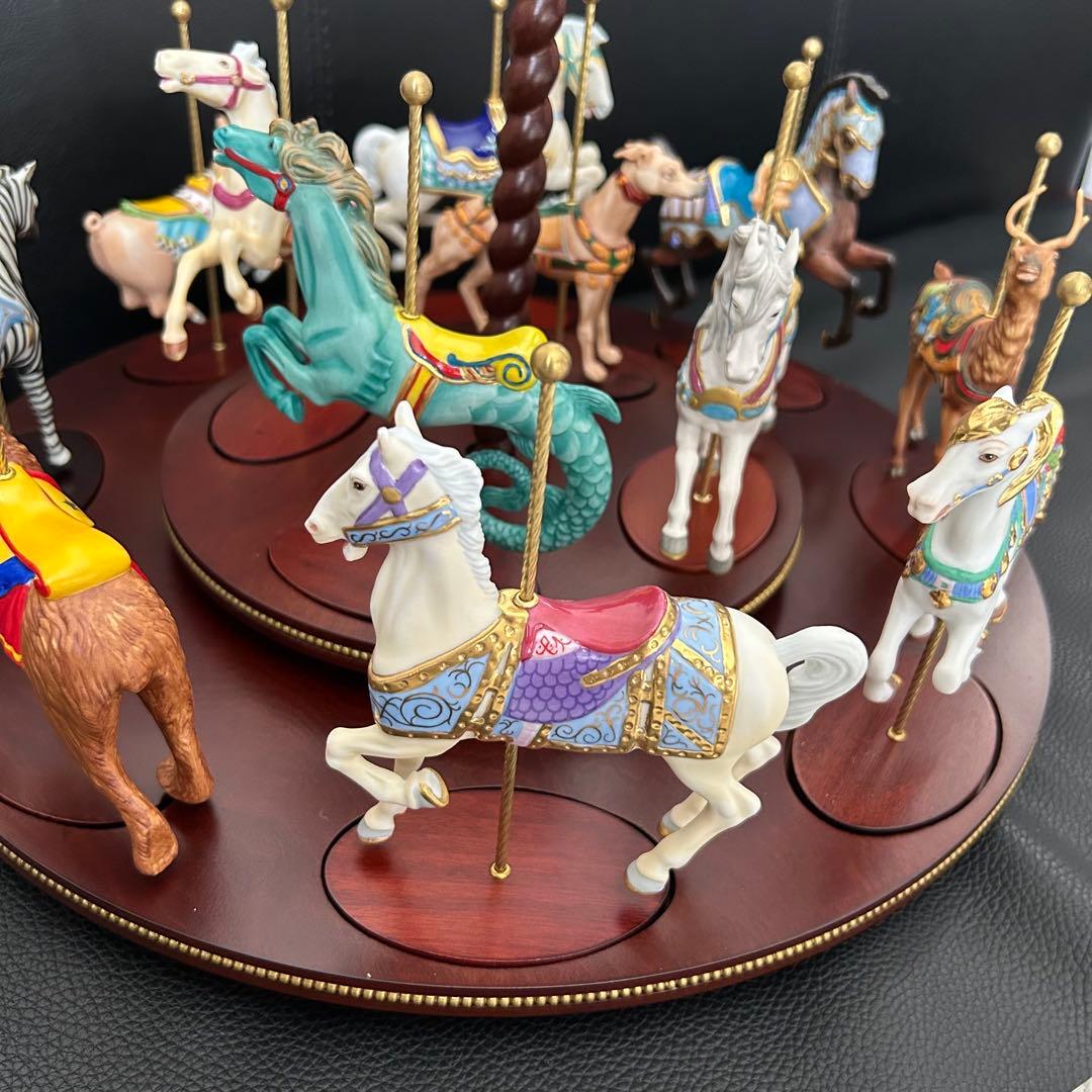 激レア★フランクリンミント/回転木馬 12体/カルーセル 木製ラックとセット★
