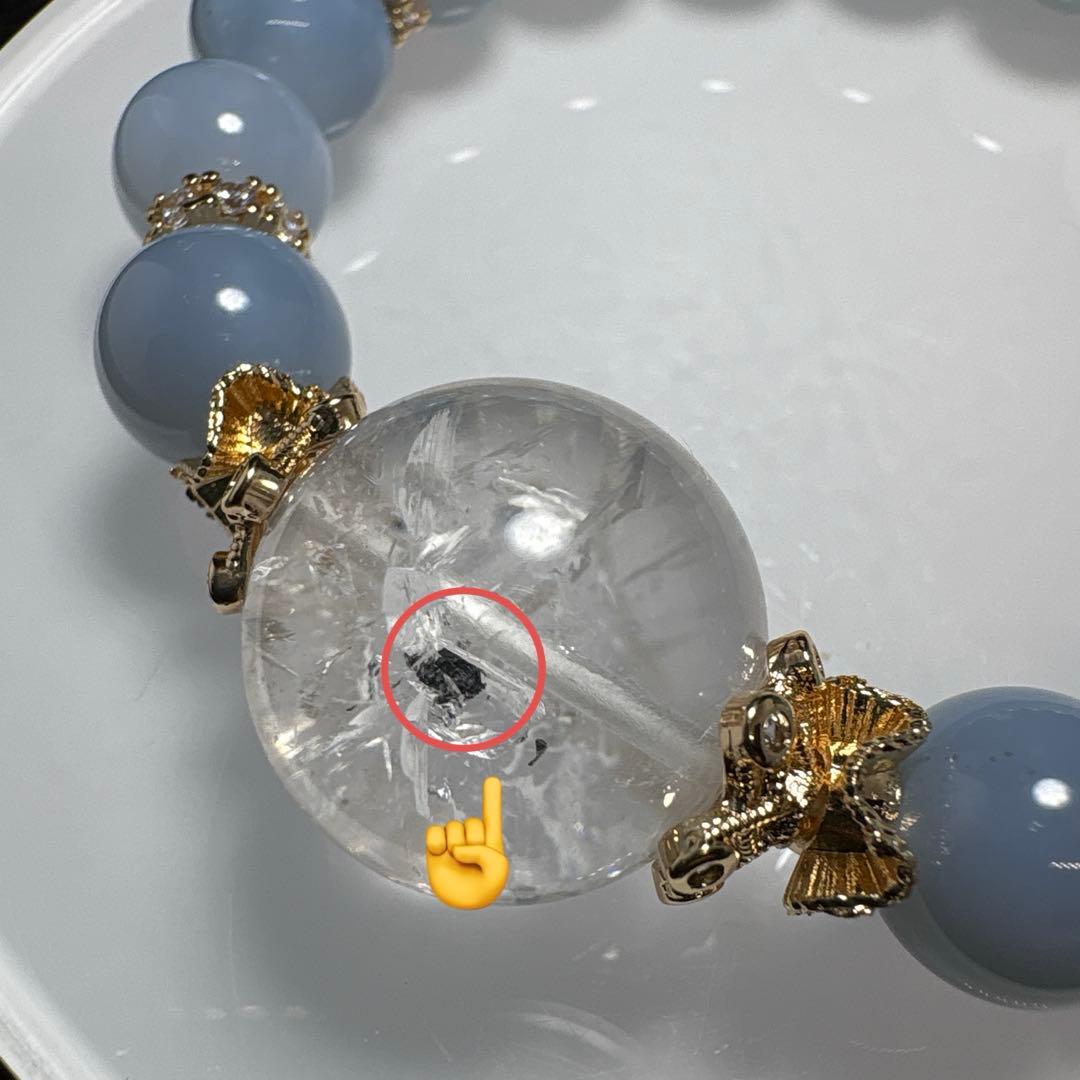 水入水晶　虹　ブルーオパール　ブレスレット