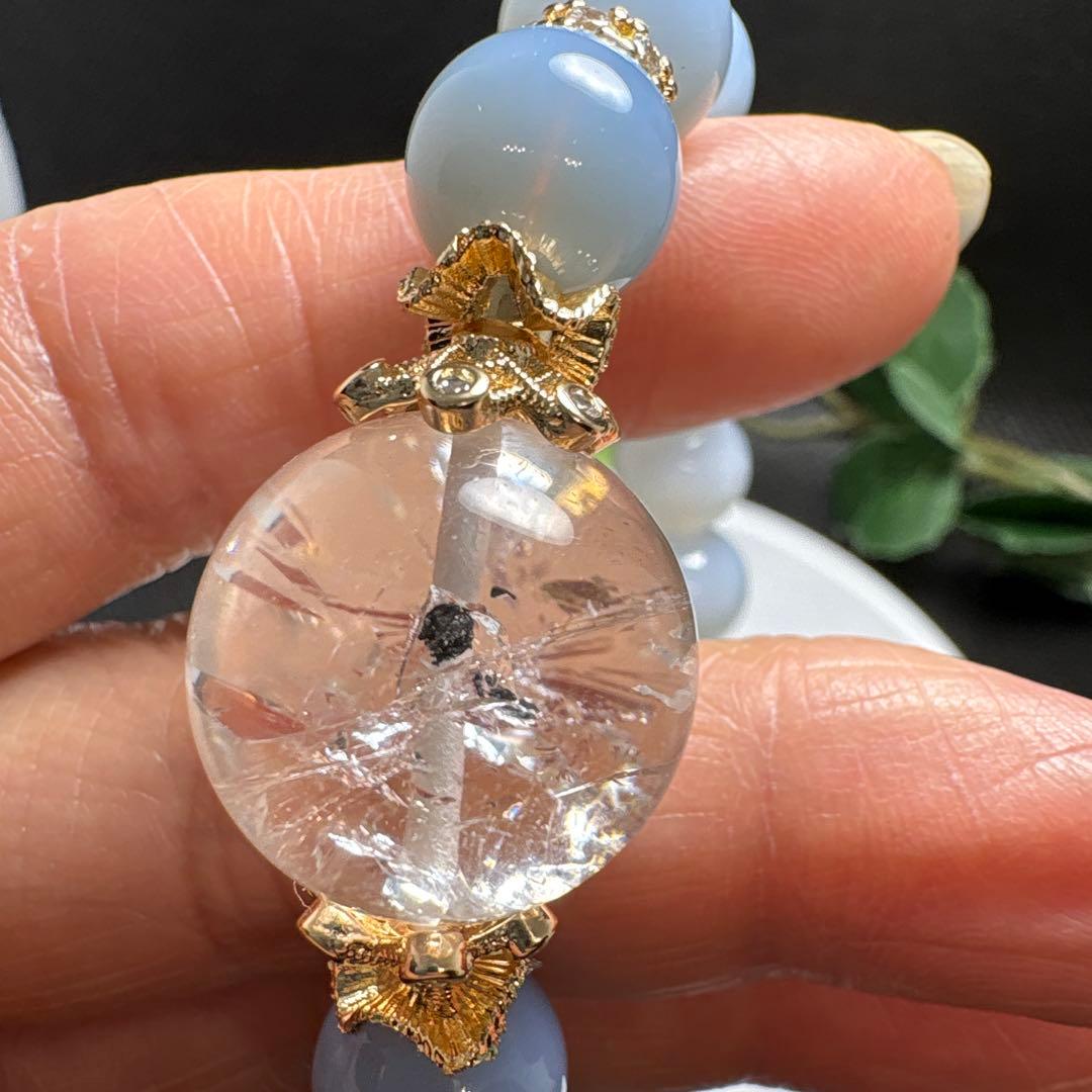 水入水晶　虹　ブルーオパール　ブレスレット