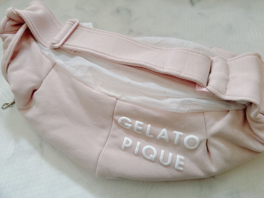 【アップデートタイプ底板クッションあり】ジェラートピケ スリングバッグ ピンク