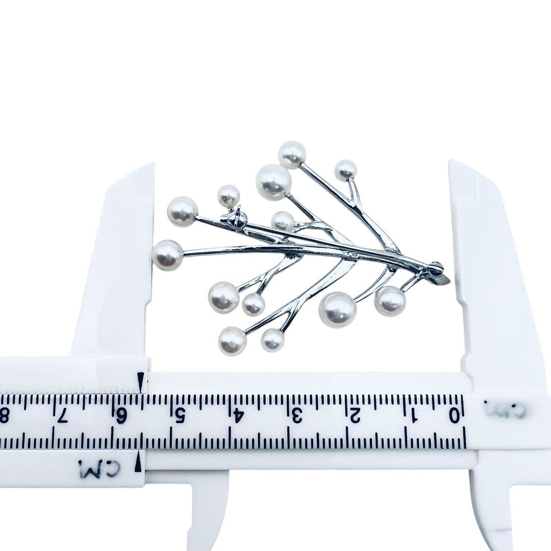 【ミキモトにてクリーニング済】アコヤ　パール　真珠　シルバー　ピンブローチ