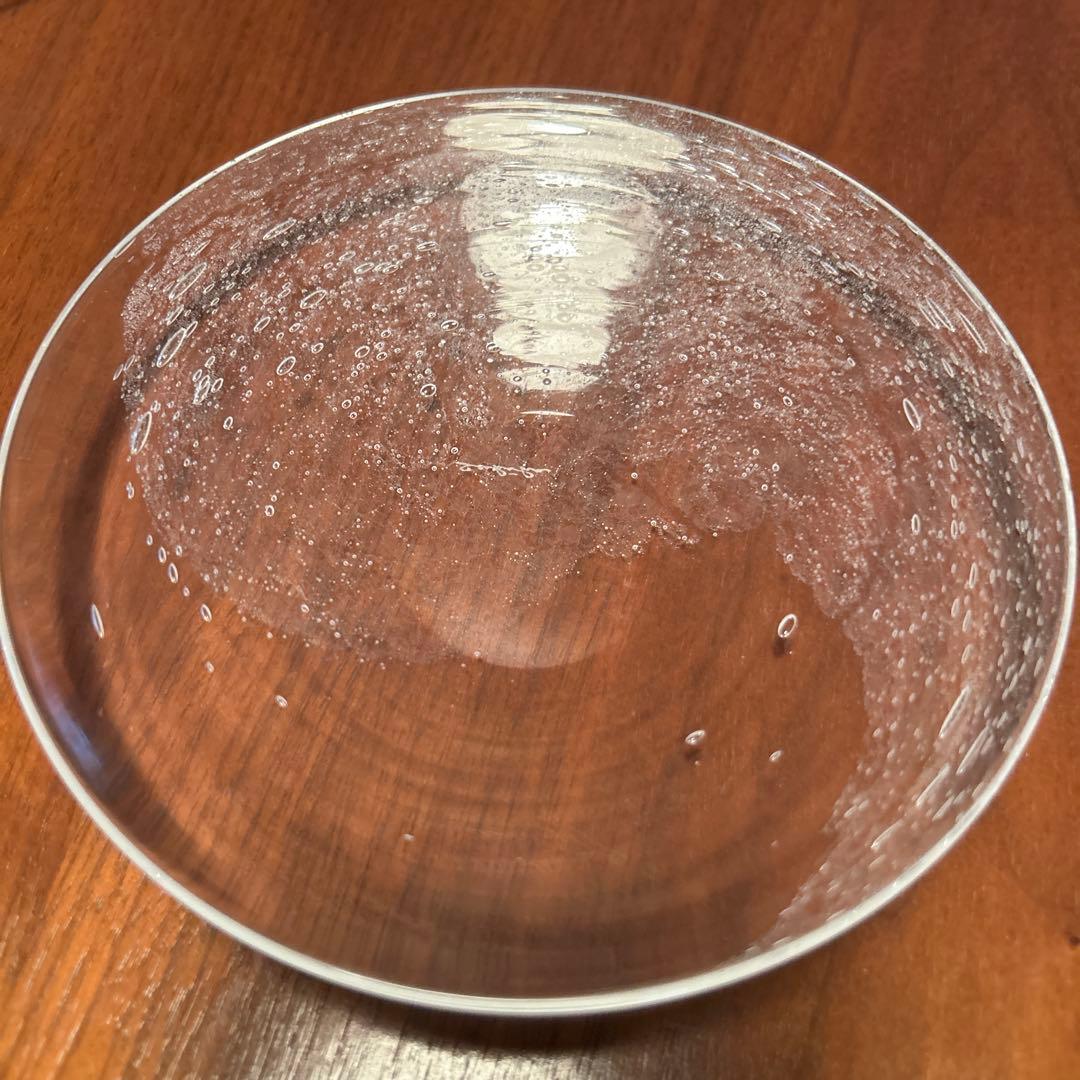 新品◆03荒川尚也　ガラス中皿５枚セット　晴耕社ガラス工房　泡ガラスプレート