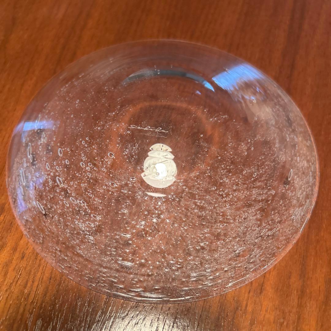 新品◆03荒川尚也　ガラス中皿５枚セット　晴耕社ガラス工房　泡ガラスプレート