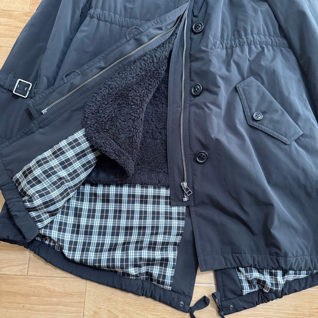 バーバリーブルーレーベル　ボアライナー付き　ファー　モッズコート　40 L 黒