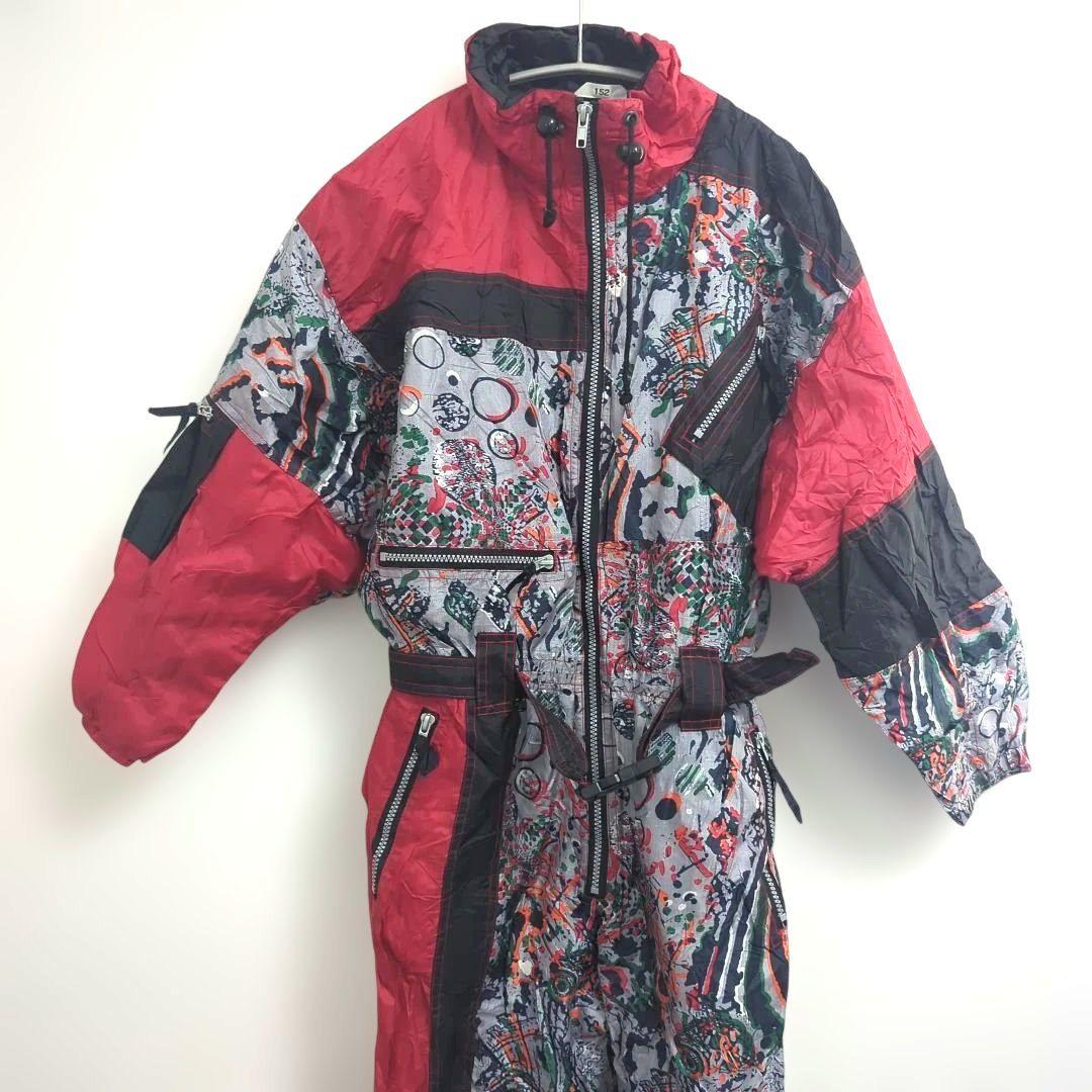 レトロ ヴィンテージ 総柄 スキーウェア つなぎ ジャンプスーツ