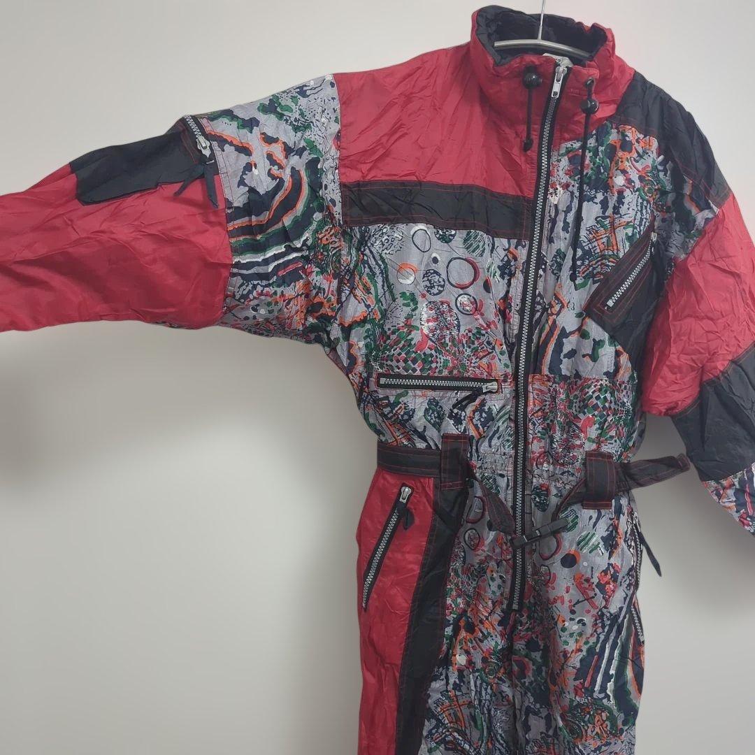 レトロ ヴィンテージ 総柄 スキーウェア つなぎ ジャンプスーツ