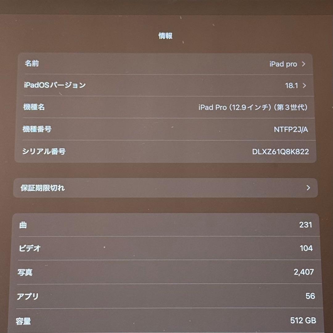 iPad Pro 第3世代 (12.9inch 512GB) + アクセサリ