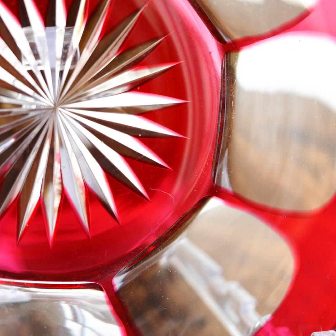 バカラ カット ボウル＆ソーサー セット B469a / エンパイア 金赤